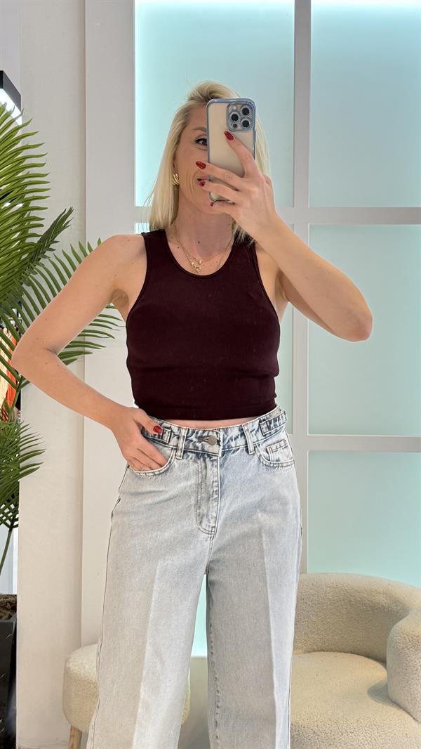 BORDO FİTİLLİ HALTER YAKA ATLET