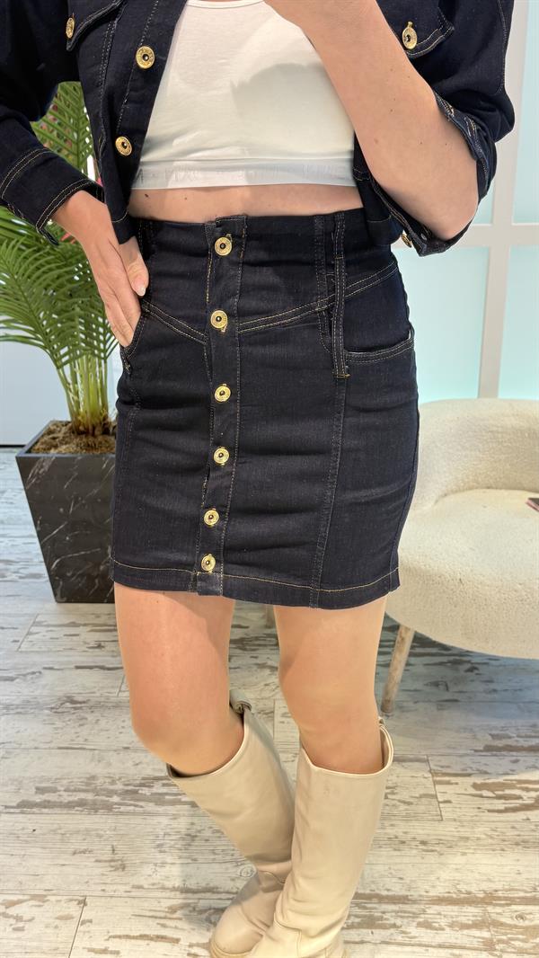 BRİTTİN DÜĞMELİ LACİVERT KOT TAKIM