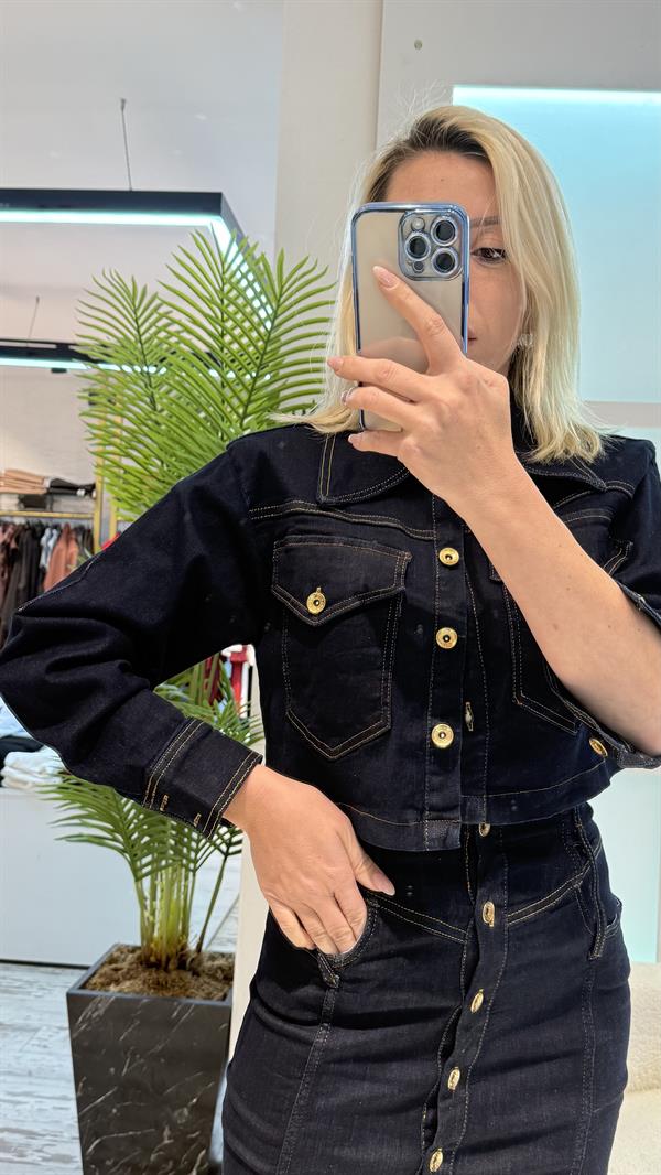 BRİTTİN DÜĞMELİ LACİVERT KOT TAKIM