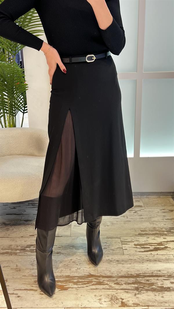 CHARME SİYAH YIRTMAÇLI ETEK