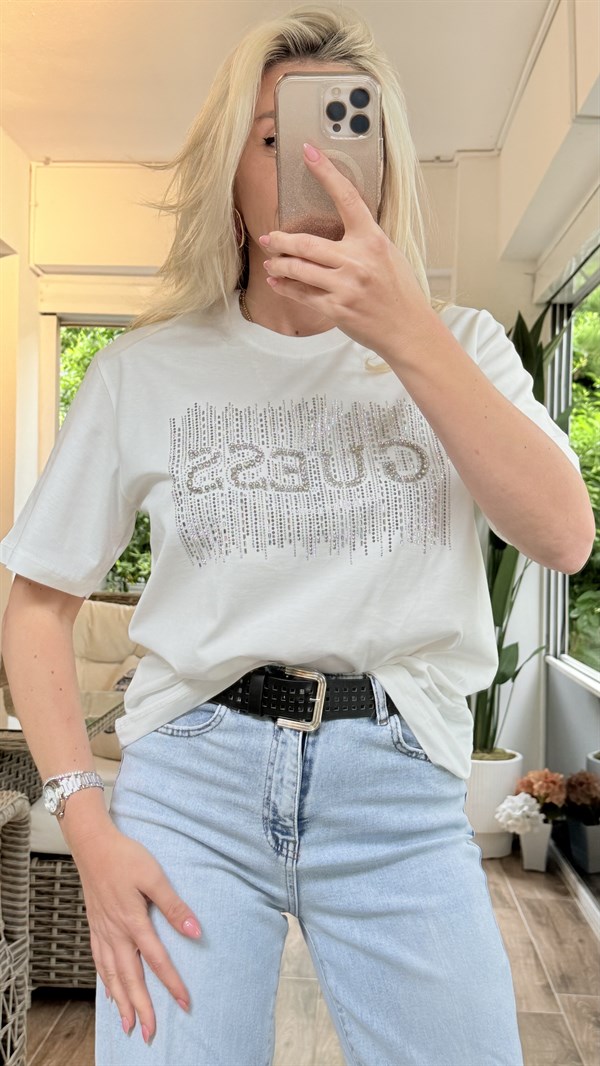 CWENS BEYAZ TAŞLI TSHRT 