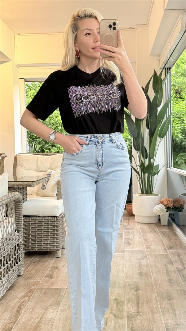 CWENS SİYAH TAŞLI TSHRT 