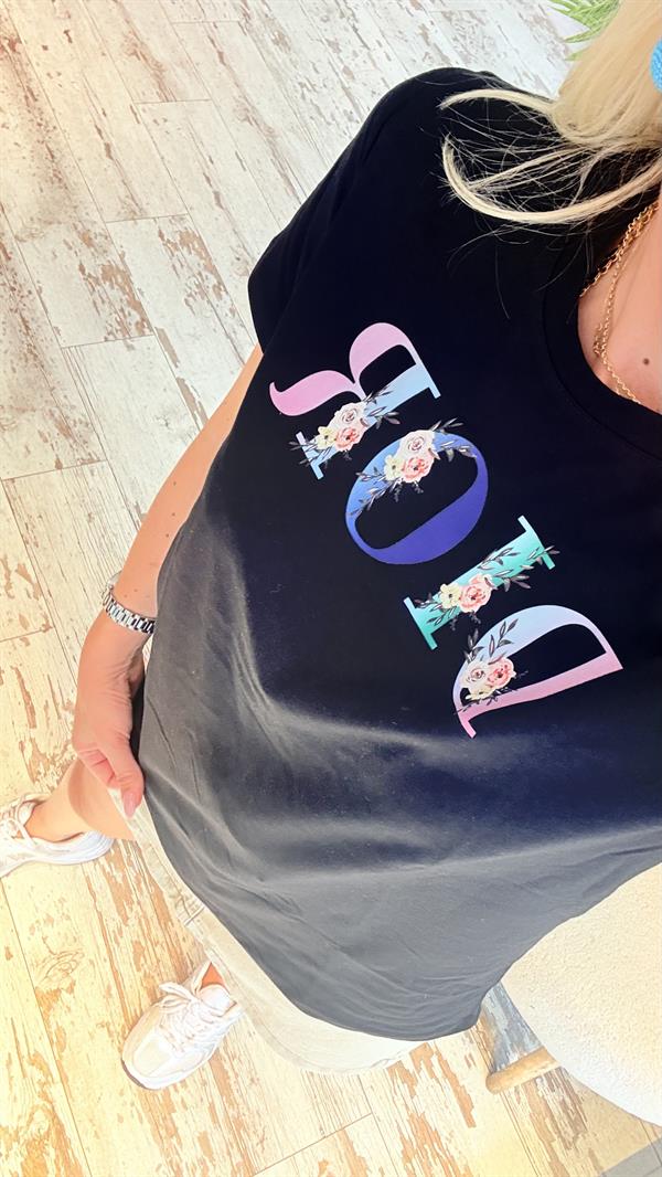 EMMA RENKLİ SİYAH TSHIRT