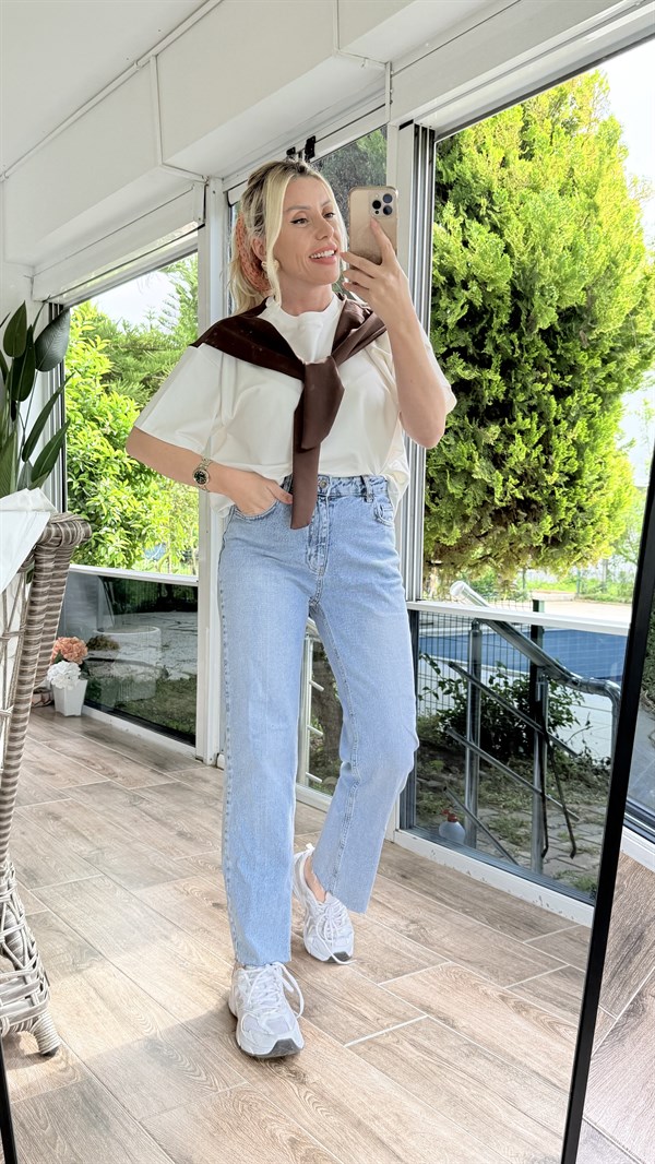 ENDORA KAHVE FULARLI TSHIRT