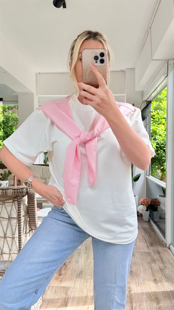 ENDORA PEMBE FULARLI TSHIRT