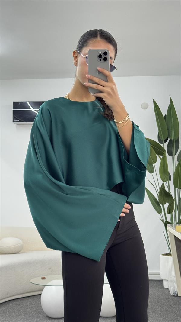 ENZO YEŞİL SATEN BLUZ