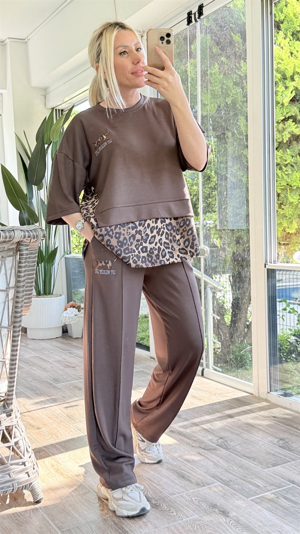 ERİLS KAHVERENGİ LEOPAR TAKIM