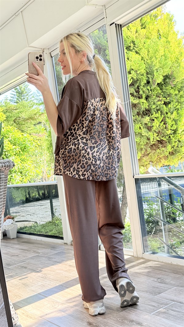 ERİLS KAHVERENGİ LEOPAR TAKIM