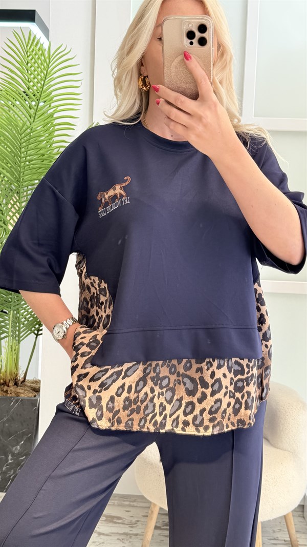 ERİLS LACİVERT LEOPAR DESENLİ TAKIM