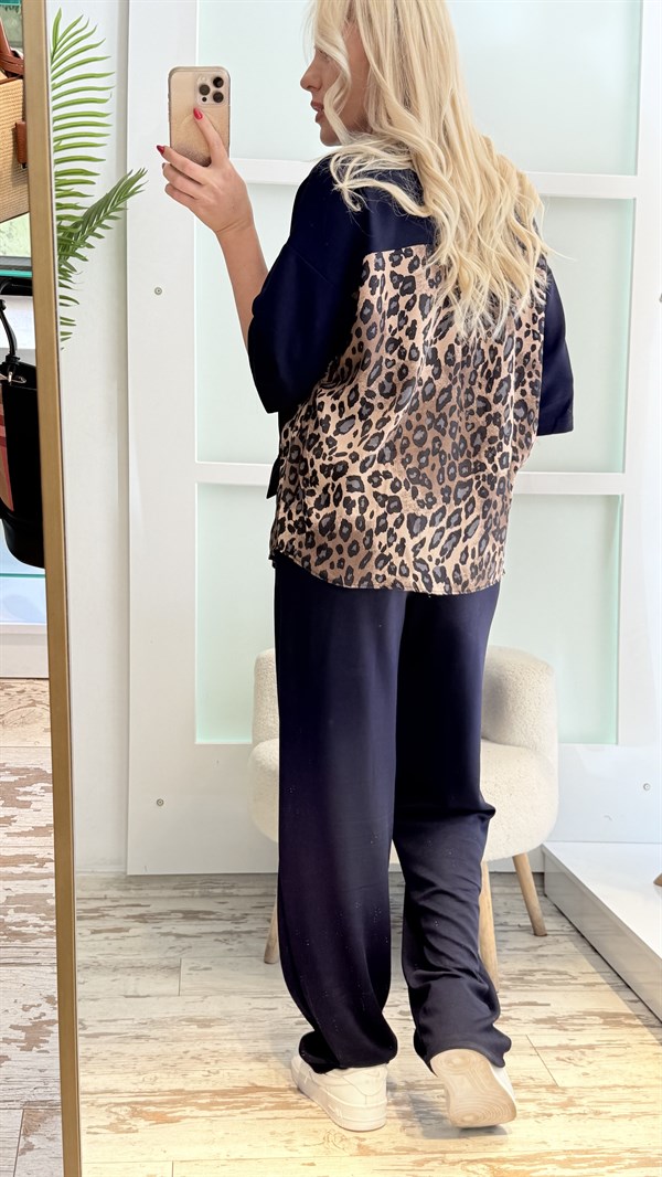 ERİLS LACİVERT LEOPAR DESENLİ TAKIM