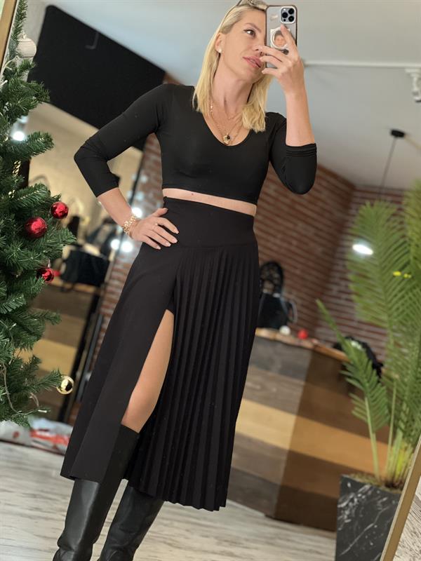 FANY PİLELİ MİDİ ŞORTLU ETEK