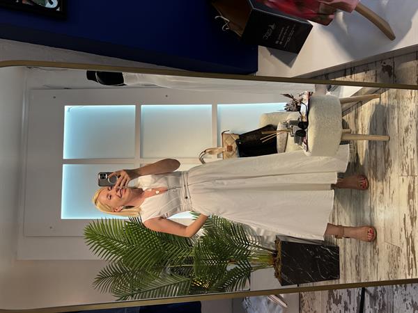 GABARDİN KREM UZUN ELBİSE 