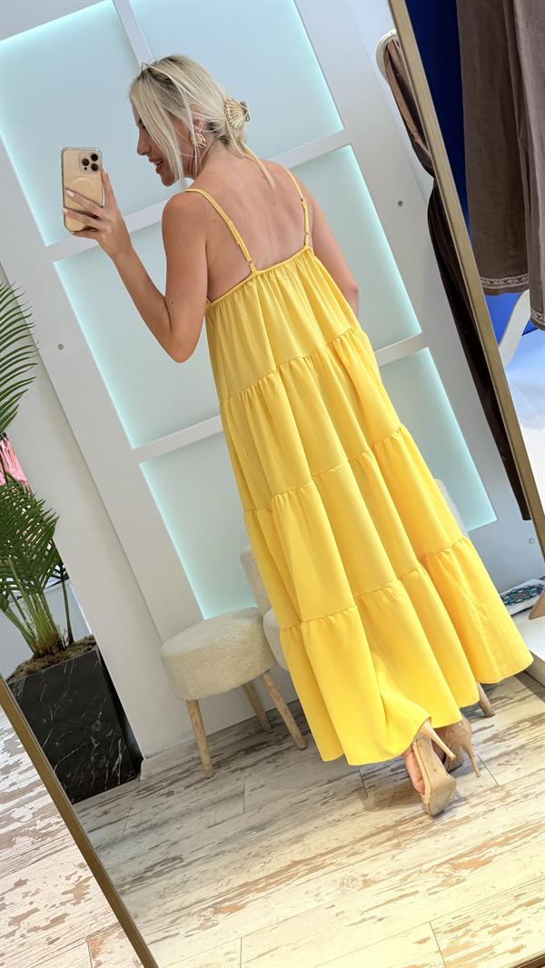 GENİY SARI TOKALI ELBİSE