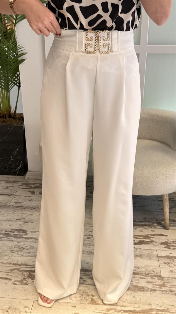 GOLD KEMER DETAYLI BEYAZ PALAZZO