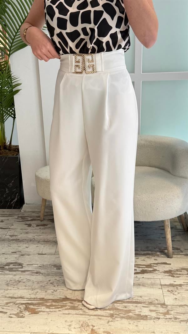 GOLD KEMER DETAYLI BEYAZ PALAZZO