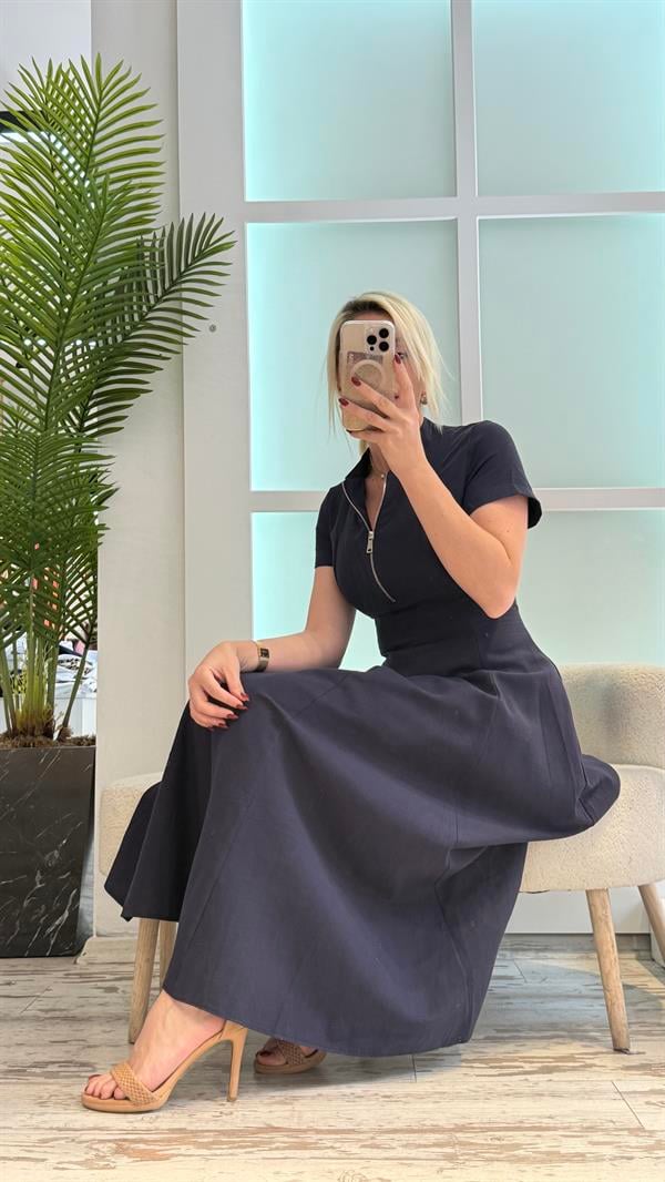 GONDOF LACİVERT ELBİSE