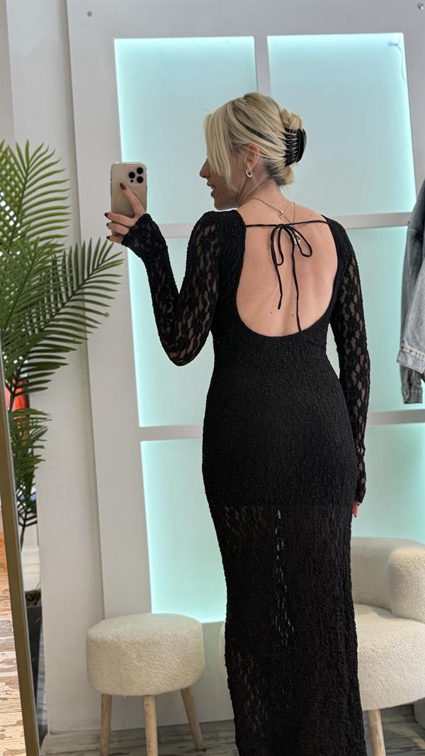 HAZEL SİYAH GÜPÜR ELBİSE