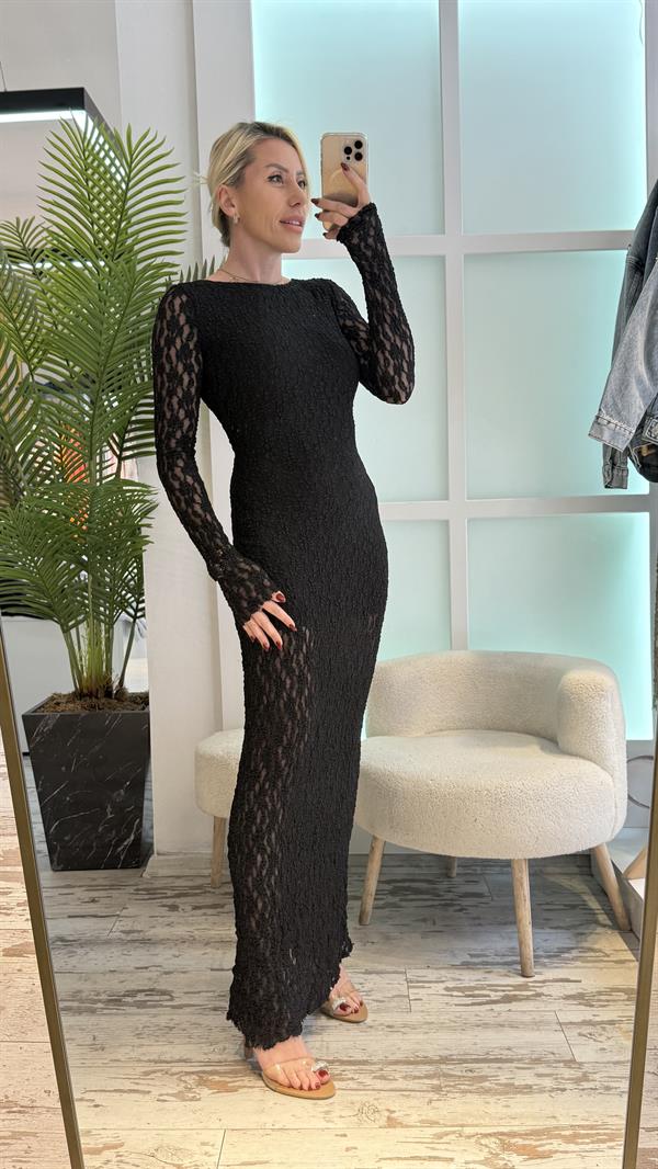 HAZEL SİYAH GÜPÜR ELBİSE