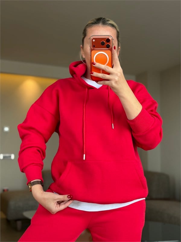 HESİ KIRMIZI SWEATSHIRT