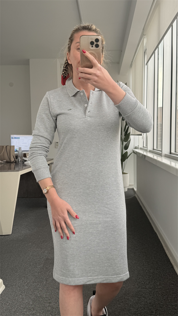 HURY POLO YAKA GRİ ELBİSE