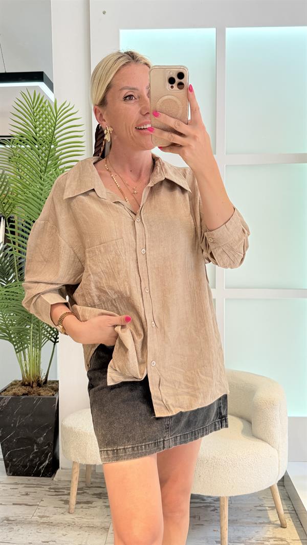 ILNR KAHVE RENGİ GÖMLEK 