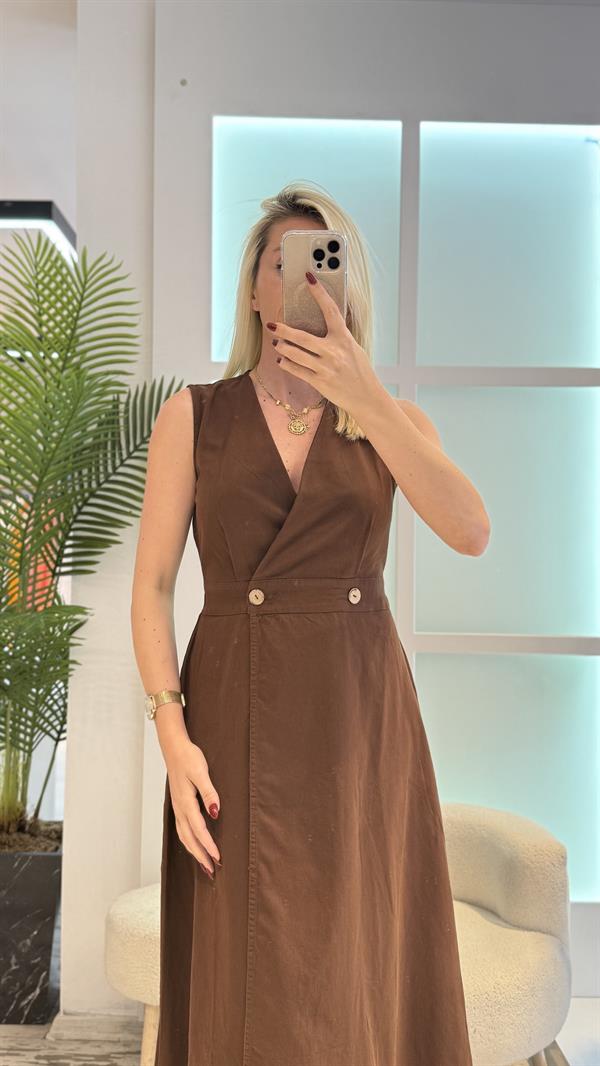 KAHVERENGİ GABARDİN ELBİSE