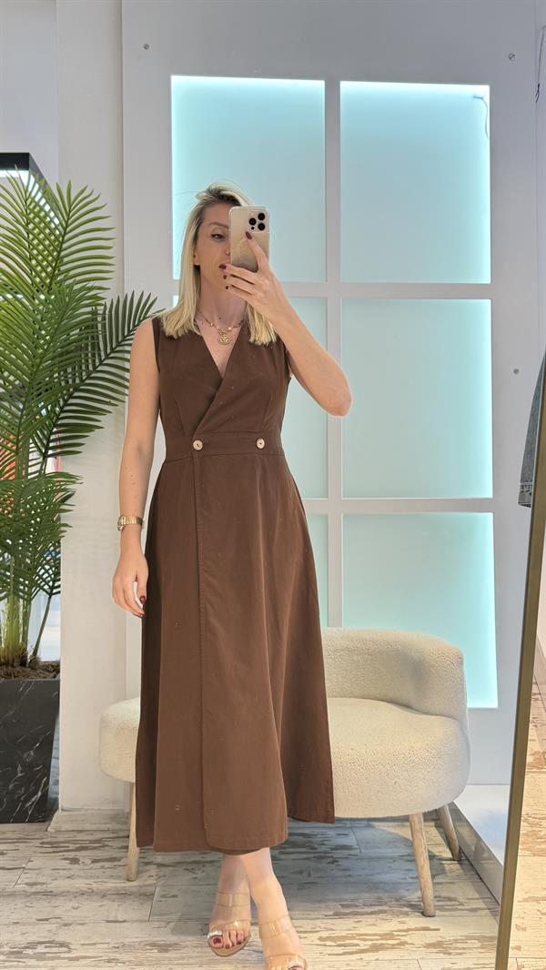 KAHVERENGİ GABARDİN ELBİSE