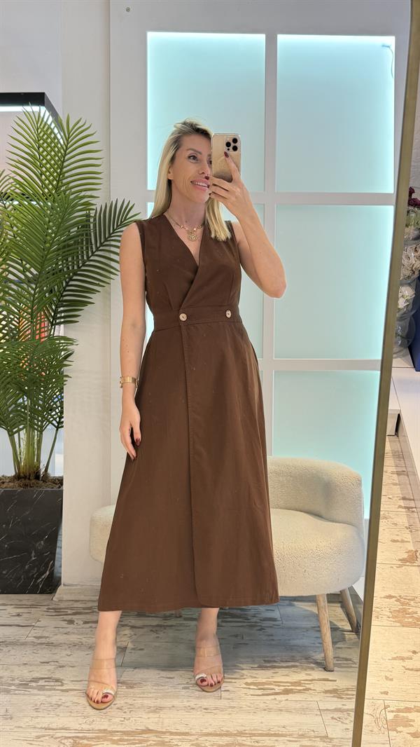 KAHVERENGİ GABARDİN ELBİSE