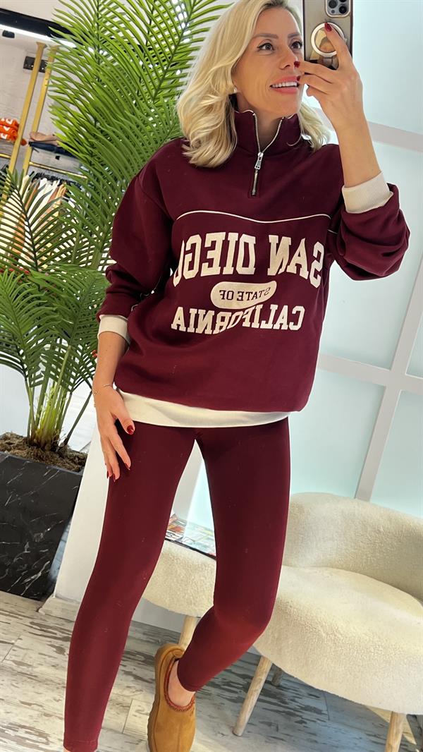 KIDD BORDO YARIM FERMUARLI SWEAT 