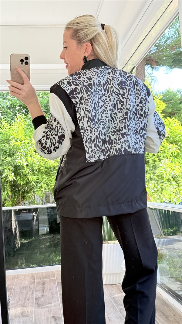 KOYES SİYAH LEOPAR YAĞMURLUK