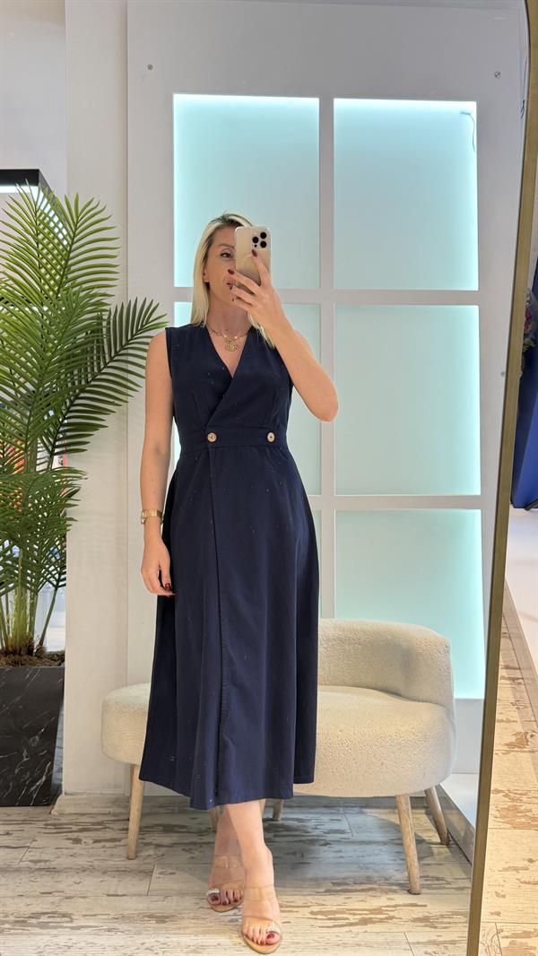 LACİVERT GABARDİN ELBİSE