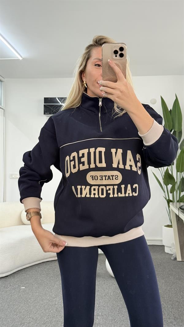 LENİSA FERMUARLI LACİVERT SWEATSHIRT