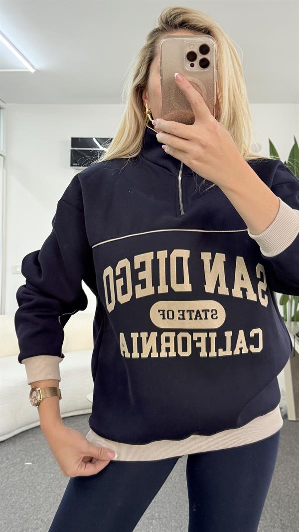 LENİSA FERMUARLI LACİVERT SWEATSHIRT