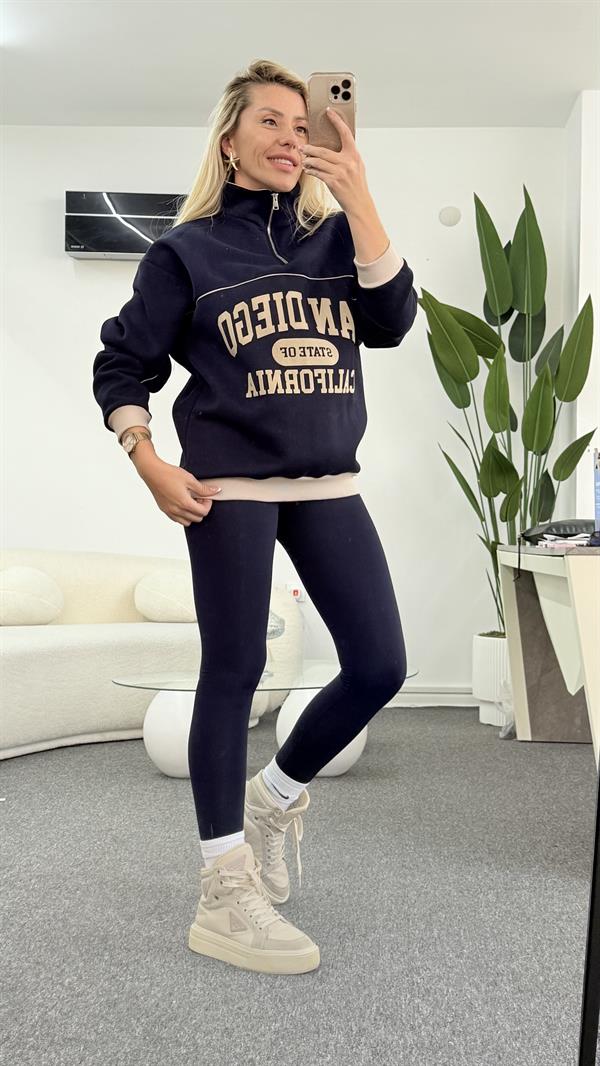 LENİSA FERMUARLI LACİVERT SWEATSHIRT