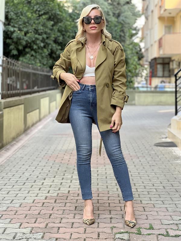 LENY ASKERİ YEŞİL TRENÇ
