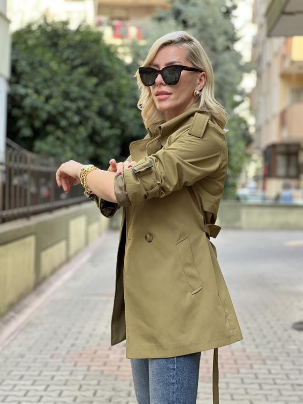 LENY ASKERİ YEŞİL TRENÇ
