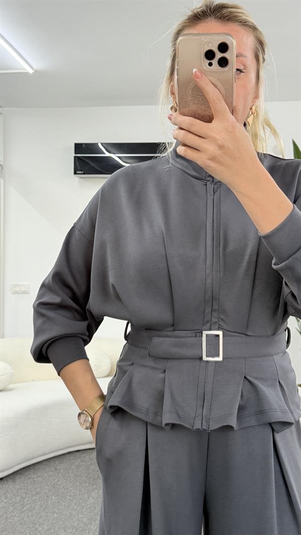 LESYA ANTRASİT GRİ KEMER DETAYLI EŞOFMAN TAKIM