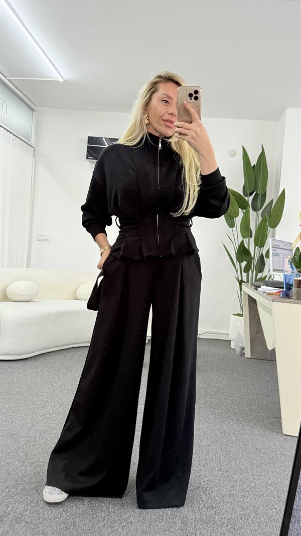 LESYA SİYAH KEMER DETAYLI EŞOFMAN TAKIM 