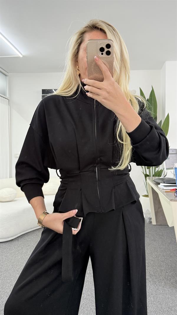 LESYA SİYAH KEMER DETAYLI EŞOFMAN TAKIM 