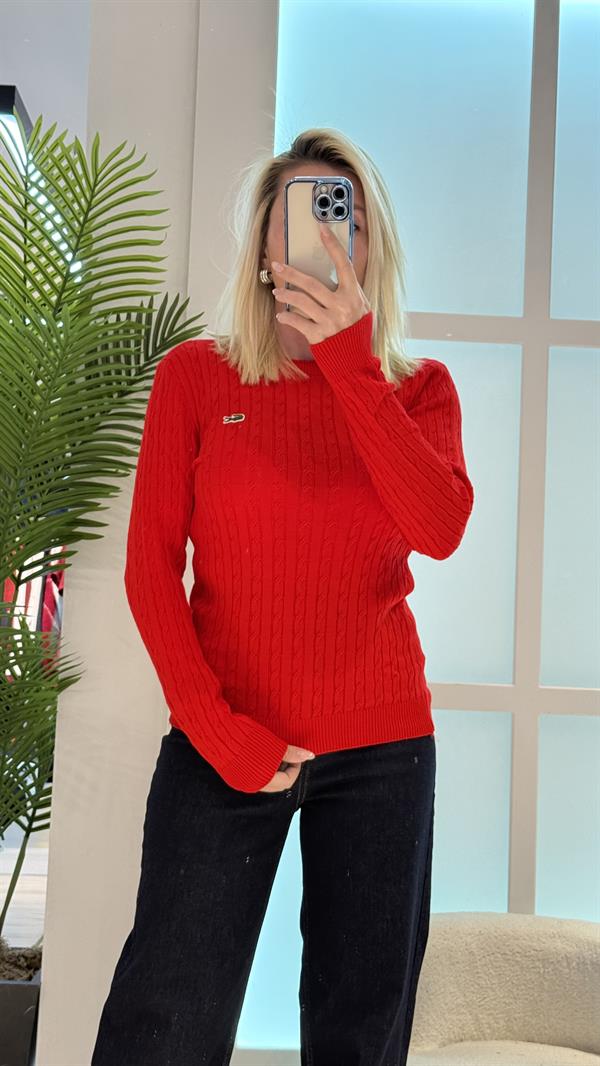 LEXİ KIRMIZI ÖRME MODEL KAZAK