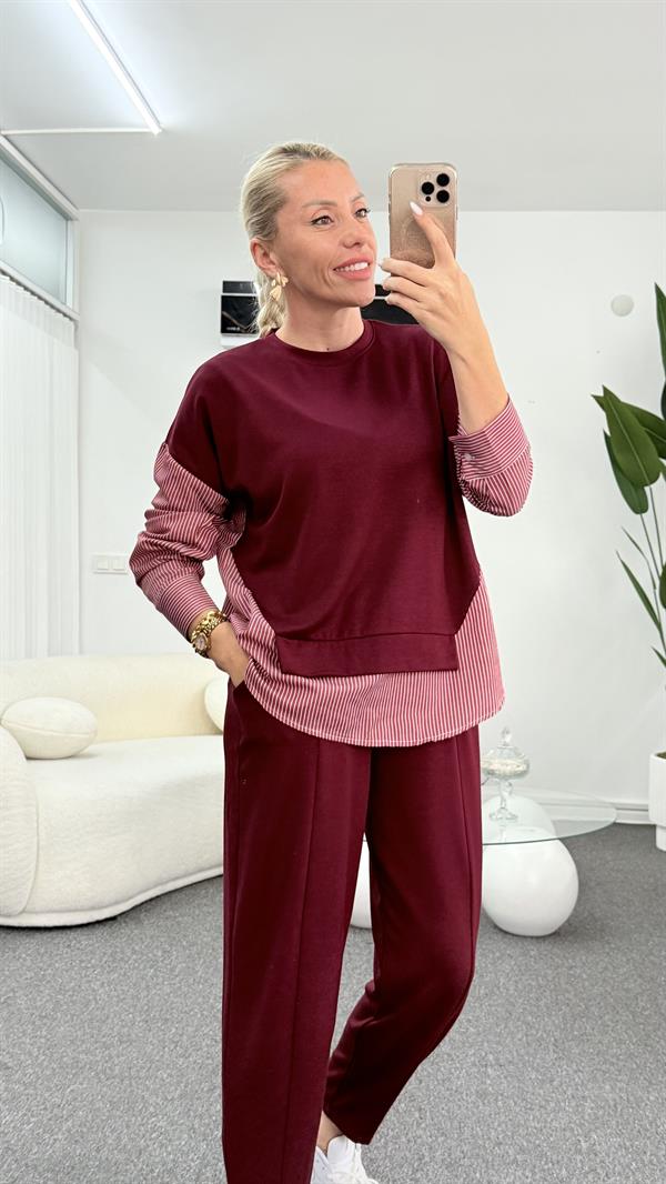 LEYSA BORDO GÖMLEKLİ TAKIM