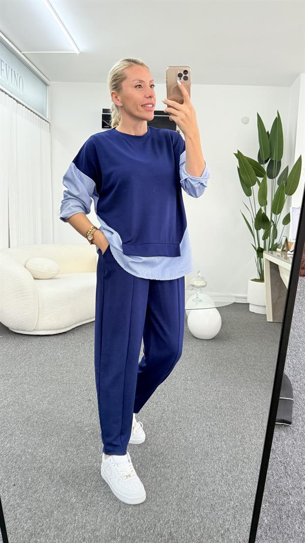 LEYSA LACİVERT GÖMLEKLİ TAKIM