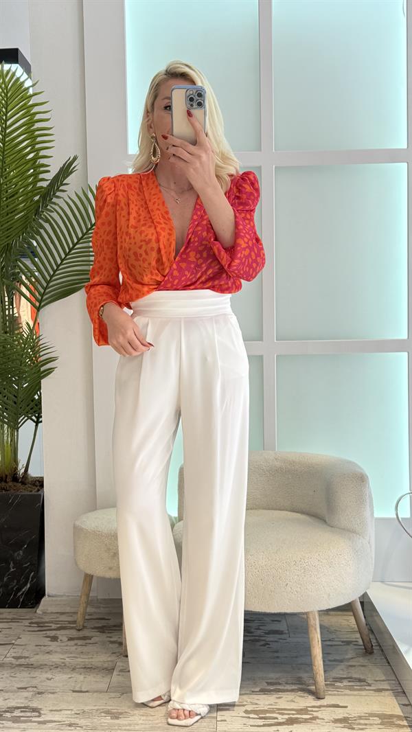 LİBBY PEMBE-TURUNCU KRUVAZE BODY SUİT