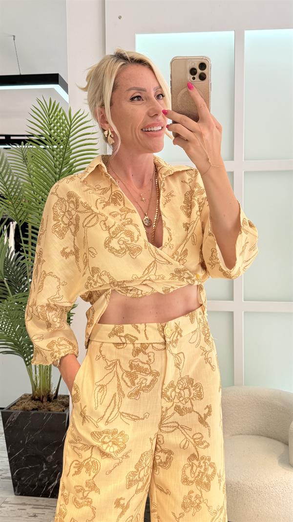 LİLT SARI KİMONO TAKIM 