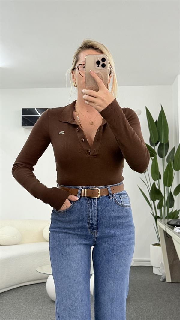 LNİSS KAHVERENGİ DÜĞMELİ FİTİLLİ BODY 