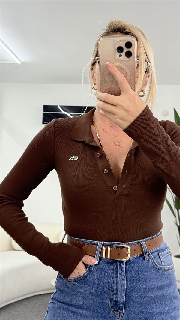 LNİSS KAHVERENGİ DÜĞMELİ FİTİLLİ BODY 
