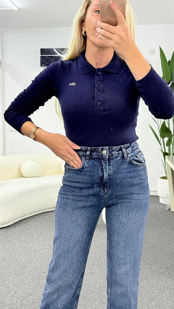 LNİSS LACİVERT DÜĞMELİ FİTİLLİİ BODY 