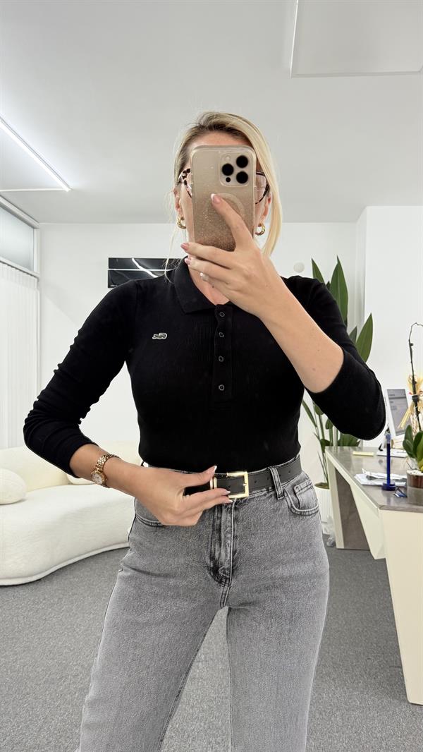 LNİSS SİYAH DÜĞMELİ FİTİLLİ BODY 