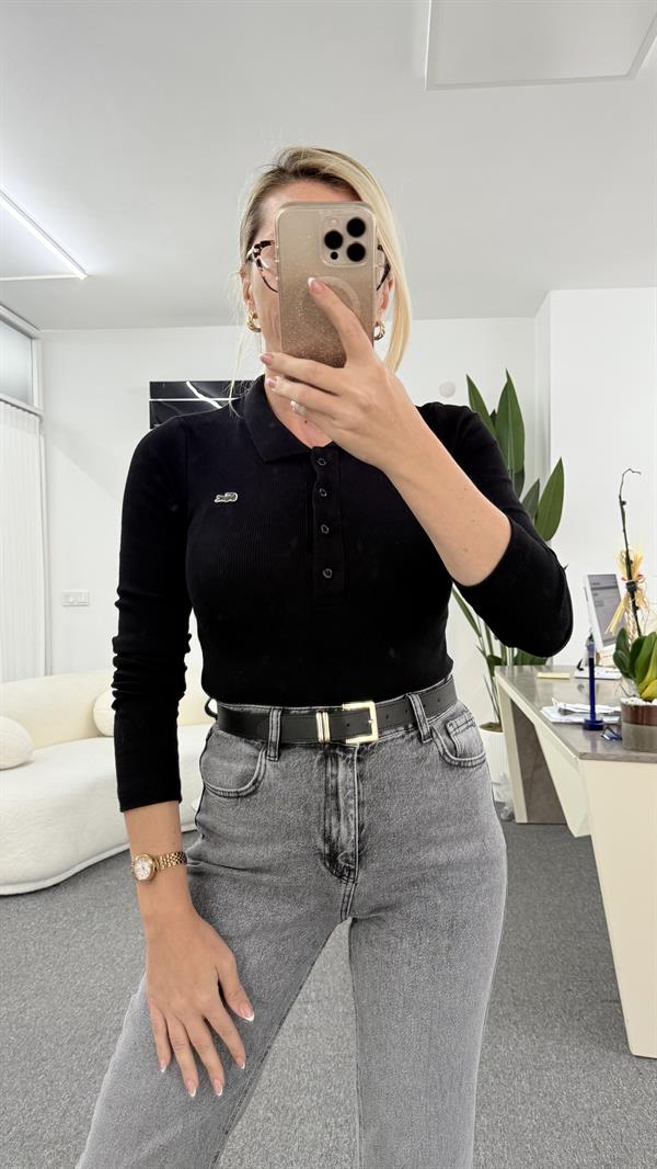 LNİSS SİYAH DÜĞMELİ FİTİLLİ BODY 