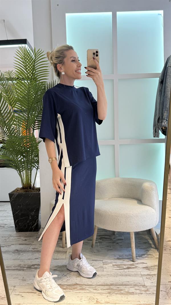 LOLA LACİVERT ETEKLİ TAKIM